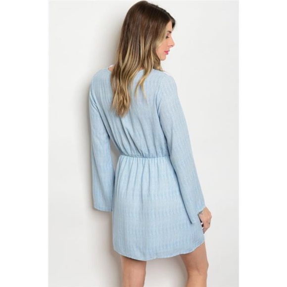 Light Blue Boho Style Tunic Dress - Picture 2 of 2